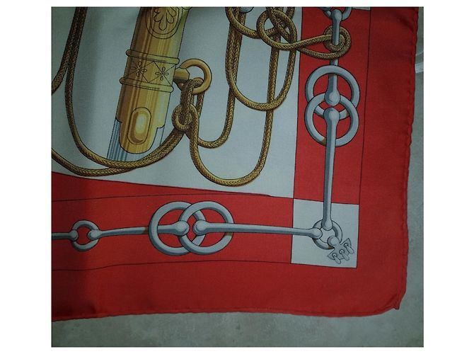 Hermès Sciarpa di seta Hermes Cliquetis Rosso - vista 5
