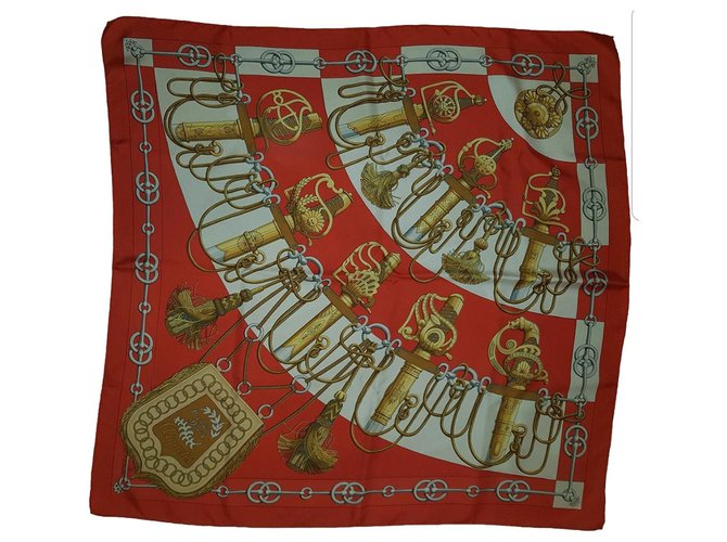 Hermès Sciarpa di seta Hermes Cliquetis Rosso - vista 6