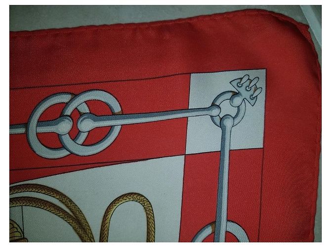 Hermès Sciarpa di seta Hermes Cliquetis Rosso - vista 7