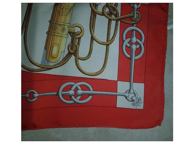 Hermès Sciarpa di seta Hermes Cliquetis Rosso - vista 8