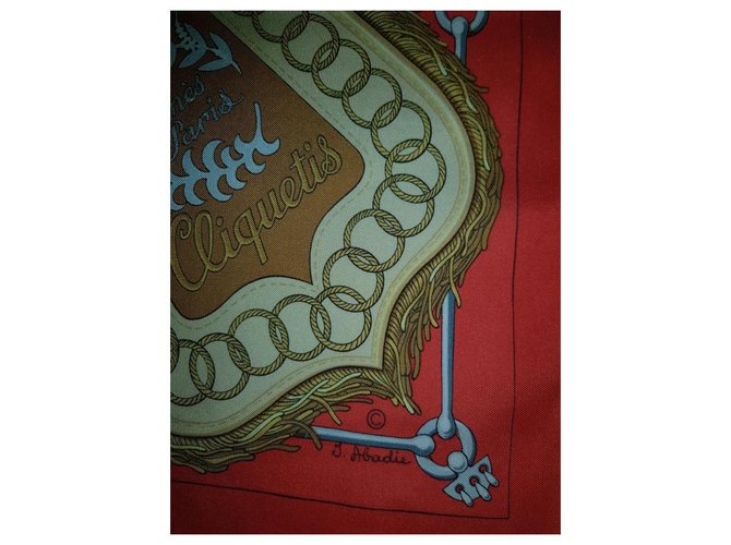 Hermès Sciarpa di seta Hermes Cliquetis Rosso - vista 9