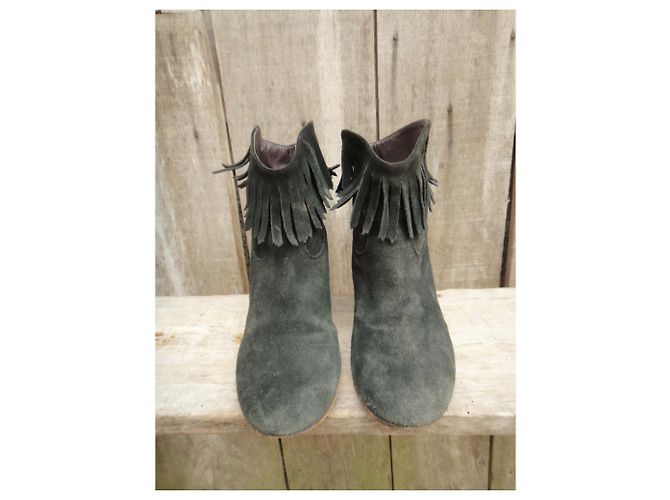 Botas Maje de ante gris oscuro con flecos 39 Gris antracita - vista 4