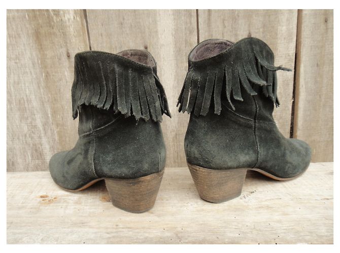 Botas Maje de ante gris oscuro con flecos 39 Gris antracita - vista 5