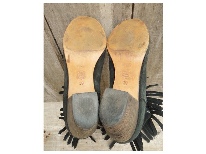 Botas Maje de ante gris oscuro con flecos 39 Gris antracita - vista 6
