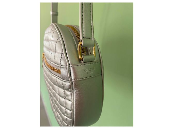 Celine Daoust Celine C Charm Bag Quilted Laminated Medium Silver - view 2