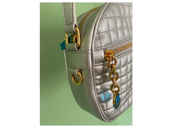 Celine Daoust Celine C Charm Bag Quilted Laminated Medium Silver - view 3