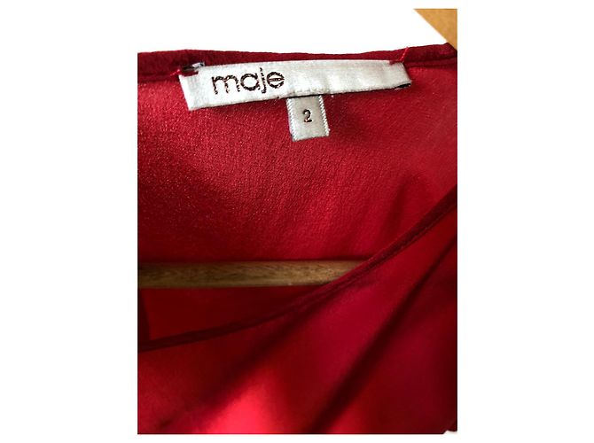 Top Maje in seta rossa Rosso - vista 4