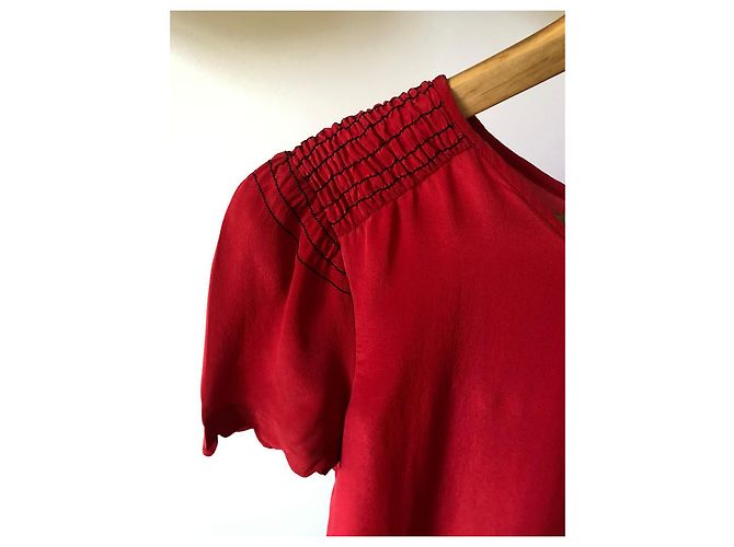 Top Maje in seta rossa Rosso - vista 5
