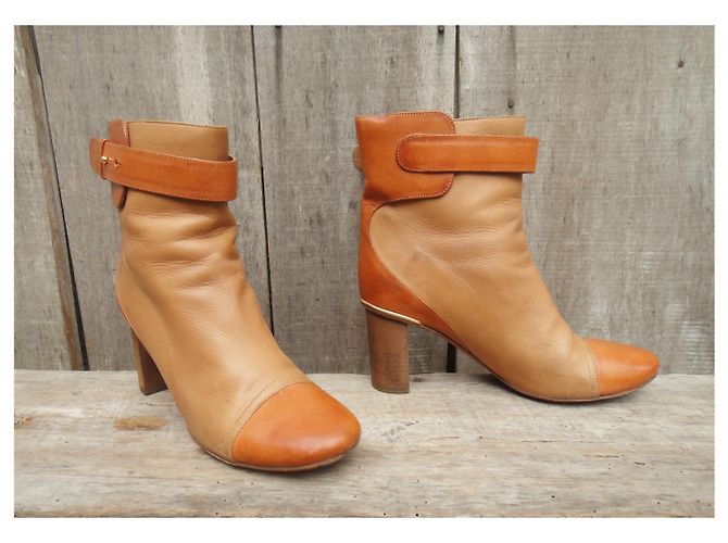 Botines Chloé de piel beige 36,5 - vista 3