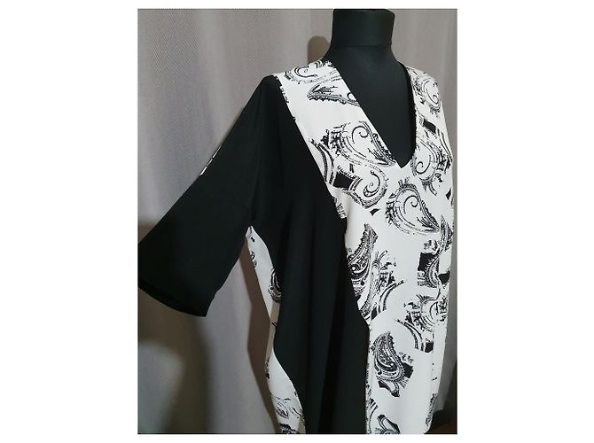 Costume National C'N'C Oversize Seidenkleid schwarz weiß - Ansicht 2