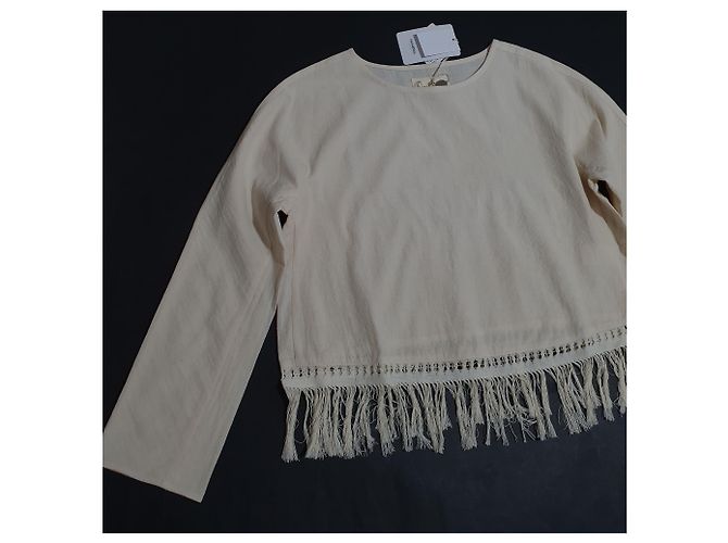 Blusa Nanushka de algodón beige con borlas - vista 2