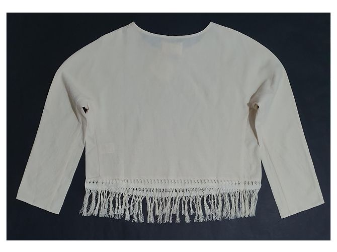Blusa Nanushka de algodón beige con borlas - vista 3
