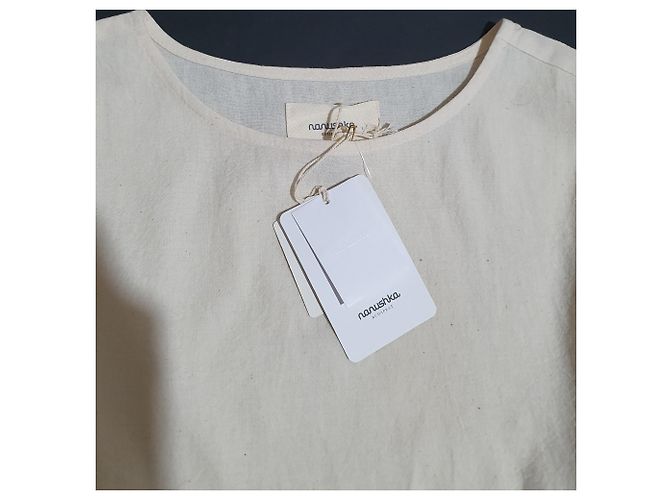 Blusa Nanushka de algodón beige con borlas - vista 4