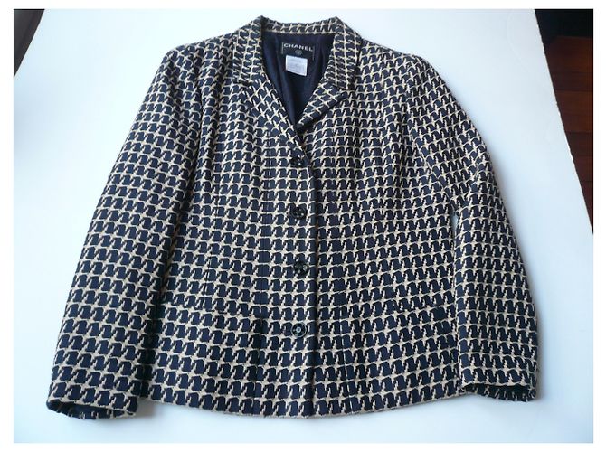CHANEL Jacket Style Hahn Fuß T.44 Marineblau - Ansicht 2