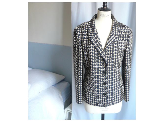 CHANEL Jacket Style Hahn Fuß T.44 Marineblau - Ansicht 9