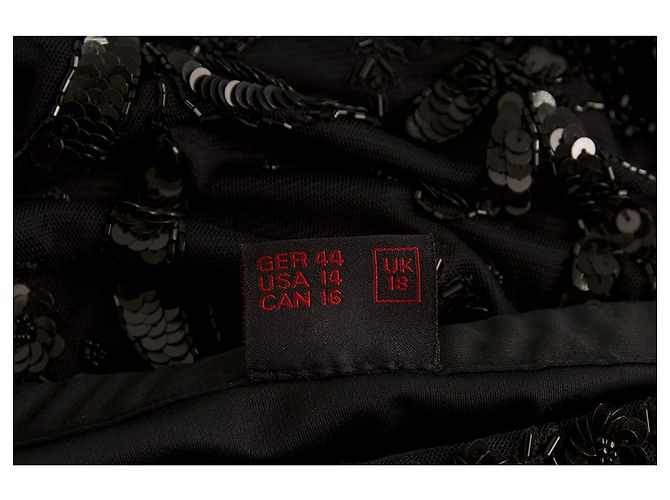 Gonna da sera lunga lunga con paillettes perline nere Frank Usher taglia UK 18 US 14 Nero - vista 5