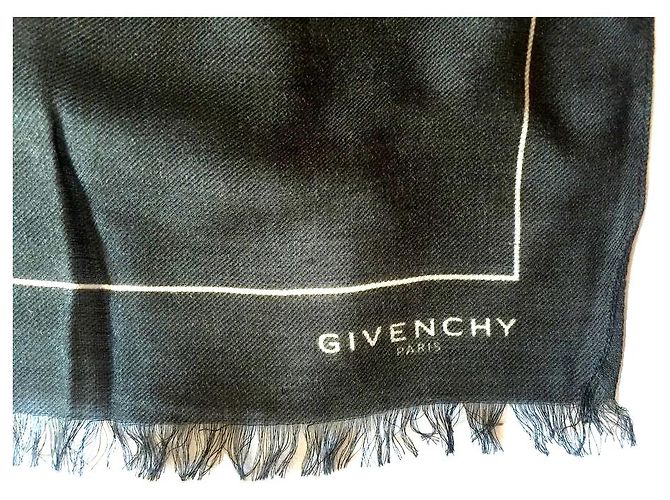GIVENCHY écharpe Cachemire et Modal Noir Blanc - vue 2