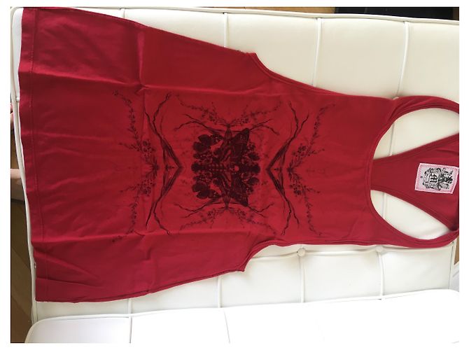Autre Marque Camiseta sin mangas de algodón roja con motivo de calavera - vista 2