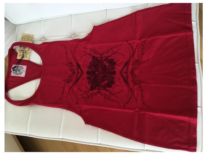 Autre Marque Camiseta sin mangas de algodón roja con motivo de calavera - vista 6