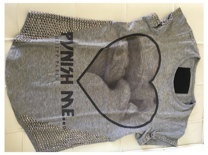 Camiseta Philipp Plein Punish Me Corazón Gris Algodón - vista 2