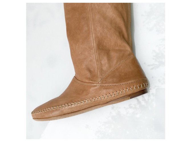Botas Prada de cuero beige - vista 6