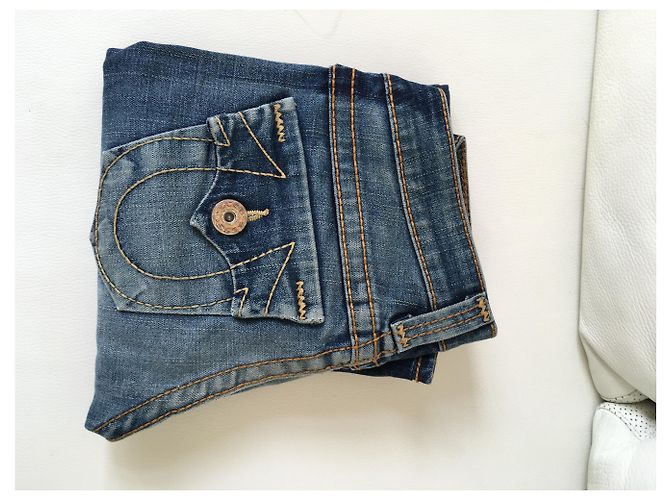 Vaqueros de pierna recta True Religion 5 bolsillos azul algodón - vista 13