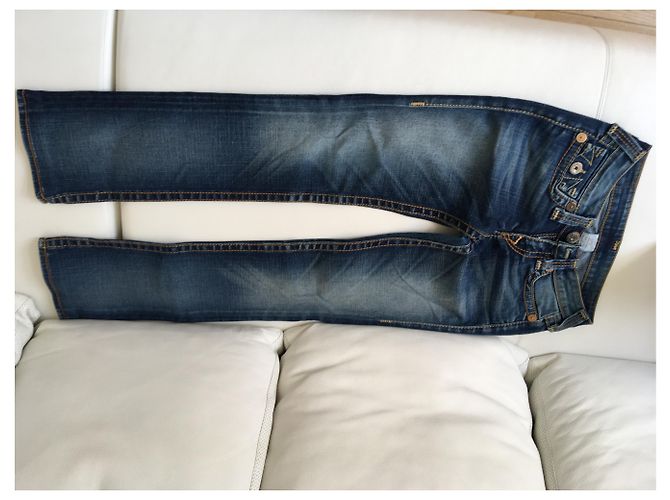Vaqueros de pierna recta True Religion 5 bolsillos azul algodón - vista 3