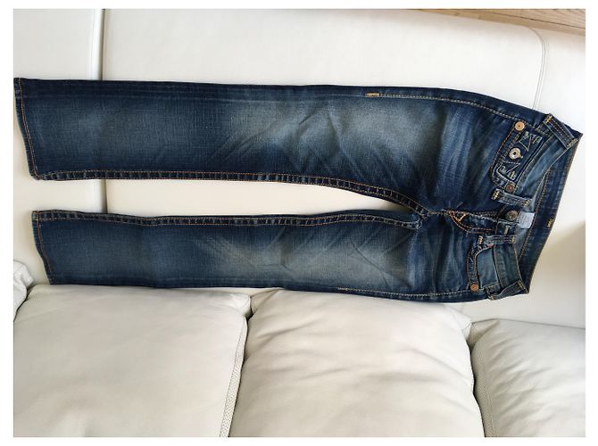 Vaqueros de pierna recta True Religion 5 bolsillos azul algodón - vista 4