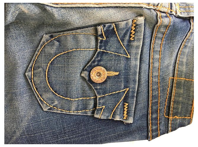 Vaqueros de pierna recta True Religion 5 bolsillos azul algodón - vista 9