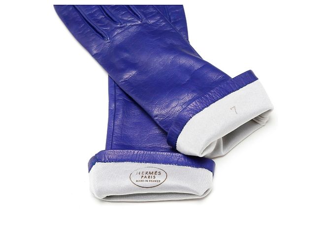 Hermès Lederhandschuhe Blau - Ansicht 3