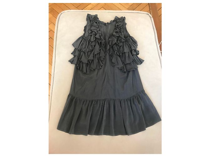 Isabel Marant Seidenkleid Anthrazitgrau - Ansicht 3