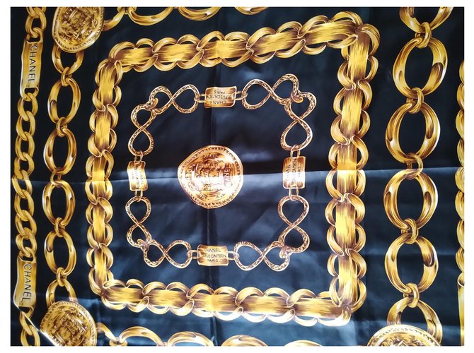 Cambon Chanel Bufandas de seda Azul oscuro - vista 3