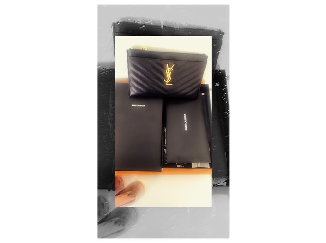 Pochette Yves Saint Laurent in pelle trapuntata nera Nero - vista 2