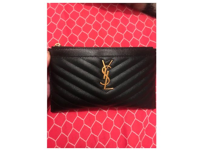 Pochette Yves Saint Laurent in pelle trapuntata nera Nero - vista 6