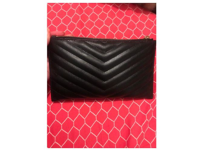 Pochette Yves Saint Laurent in pelle trapuntata nera Nero - vista 7
