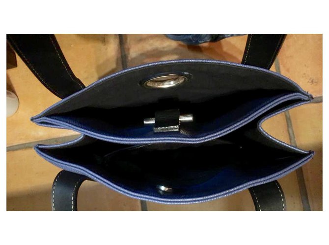 Borsa Séquoia blu in tessuto e similpelle - vista 2