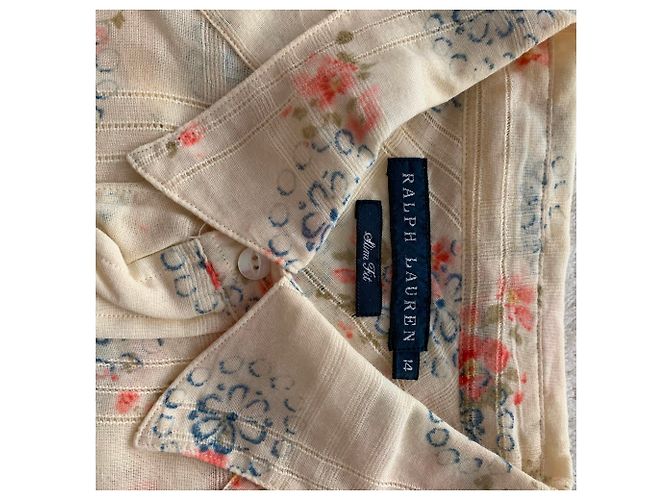 Ralph Lauren Camisa de gasa de algodón floral Beige - vista 3