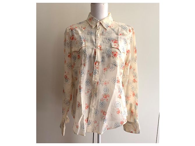 Ralph Lauren Camisa de gasa de algodón floral Beige - vista 6