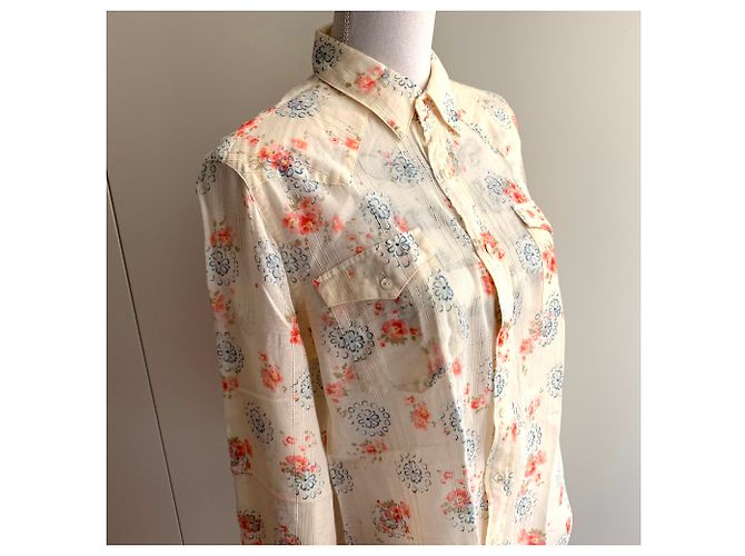 Ralph Lauren Camisa de gasa de algodón floral Beige - vista 9