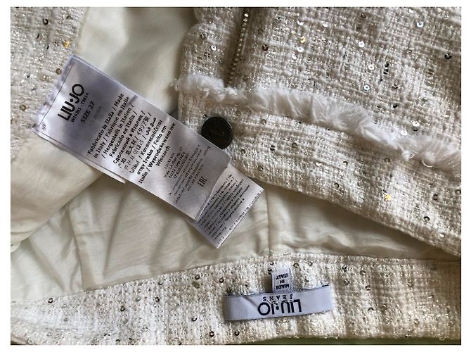 Short Liu.Jo in tweed e perline bianchi Bianco - vista 3