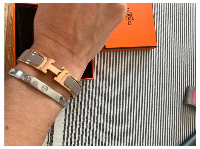 Nuovo bracciale Hermès CLIC H. Taupe - vista 3