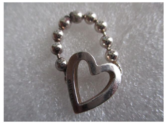 Anello Gucci in argento con cuore e pallina - vista 2