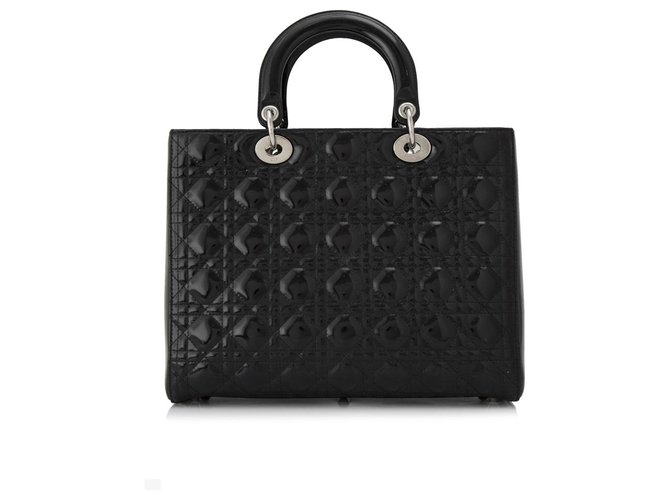 Cartable En Cuir Verni Lady Dior Large Cannage Noir Dior Cuir Vernis Ref Joli Closet