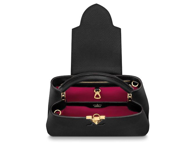 Louis Vuitton Capucines BB leather handbag black - view 3