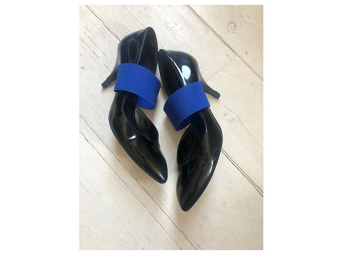 Sonia Rykiel Lackschuhe in Schwarz mit Color Block Riemchen - Ansicht 2