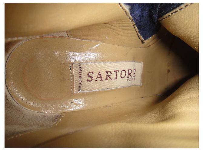 Botas Sartore de piel azul talla 35 - vista 2