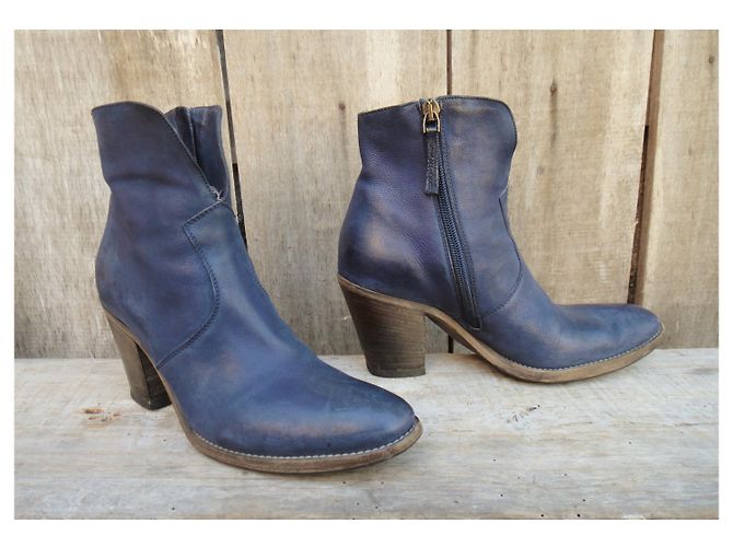 Botas Sartore de piel azul talla 35 - vista 3