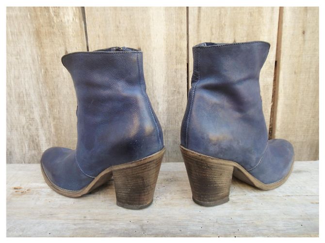 Botas Sartore de piel azul talla 35 - vista 5