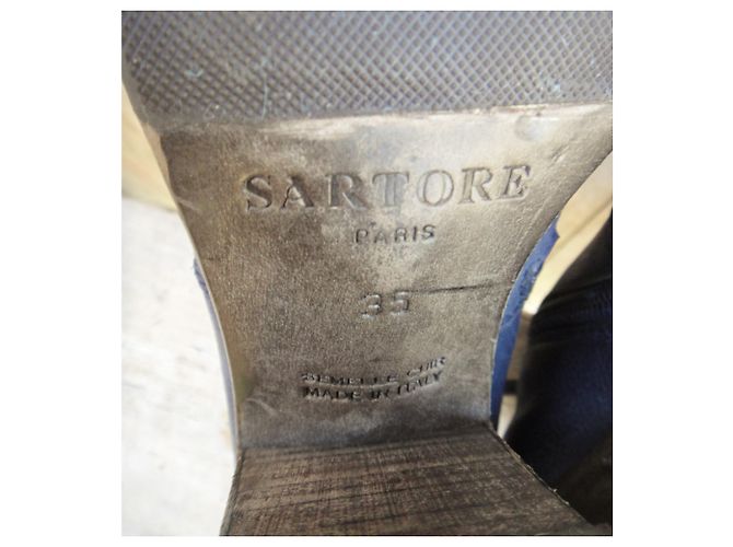Botas Sartore de piel azul talla 35 - vista 7