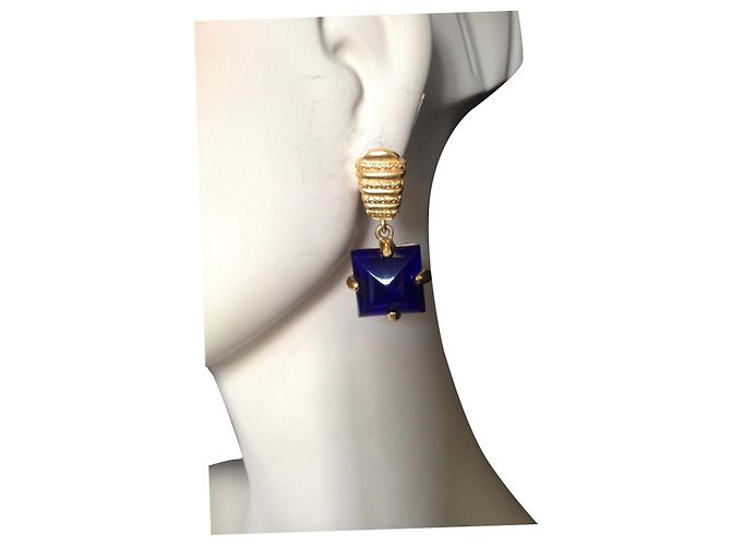 Orecchini Christian Dior in vetro blu cobalto Multicolore - vista 2
